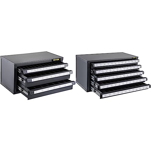 Image of VEVOR Drill Bit Dispenser Cabinets, Three-Drawer and Five-Drawer Drill Bit Organizers