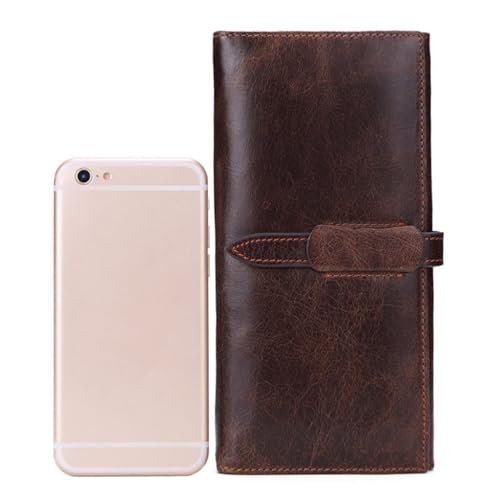 Money Baotou Layer Cowhide Women's Purse Long Oil Wax Leather Wallet Retro Multi-functional Wallet3