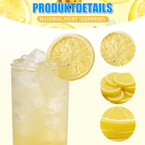20 Stück Künstliche Zitronenscheiben für Zitronendeko,Zitronen Kostüm Accessoires & ZitronenGirlande, Ideal für Zitronen Deko Geburtstag, Party, Fotografie Requisiten und Küche Tischdekoration