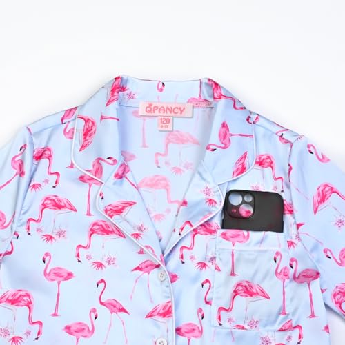 QPANCY Kids Satin Pajamas Sets Boys and Girls Silk Button Down 3 Pieces Pjs Silky Loungewear Clothes Set3