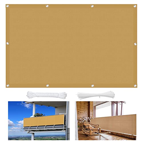 Voile d'ombrage rectangulaire 3.2 x 3.6 m kaki avec cordes de fixation