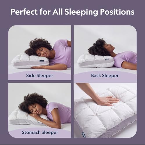 Vesta Hungarian Down Low Loft Pillow, 95% Goose Down Core, Baffle Boxe Design for Optimal Fluffiness, Ideal for Back & Stomach Sleepers, Low to Medium Profile (3.5" Height) & Soft - PlumZen by Vesta - Used condition - Image 5