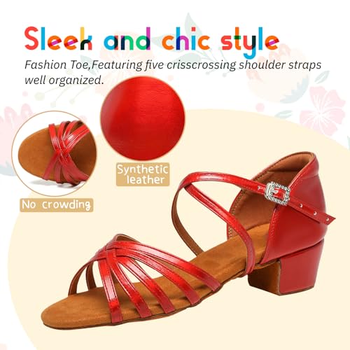 SWDZM Girls Latin Dance Shoes Low Heels Ballroom Salsa Tango Professional Dance Shoes3
