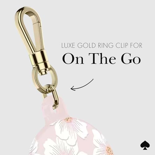 Image of kate spade new york AirTag Holder with Gold Ring Clip - Hollyhock Cream