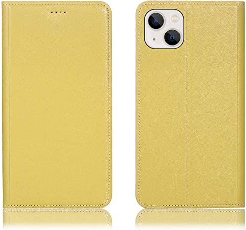 Étui pour iPhone 14 à rabat en cuir jaune citron idéal pour voyager léger