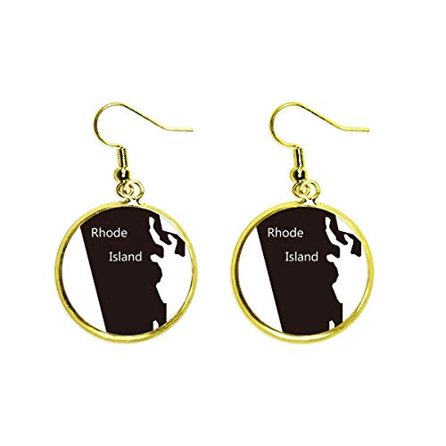 Pendientes dorados Rhode Island mapa silueta mujer joya colgante