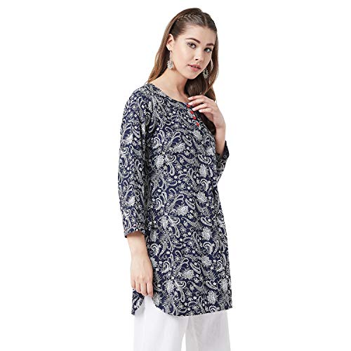 Image of Tissu Women's Green & Pink Floral Printed Kurti
