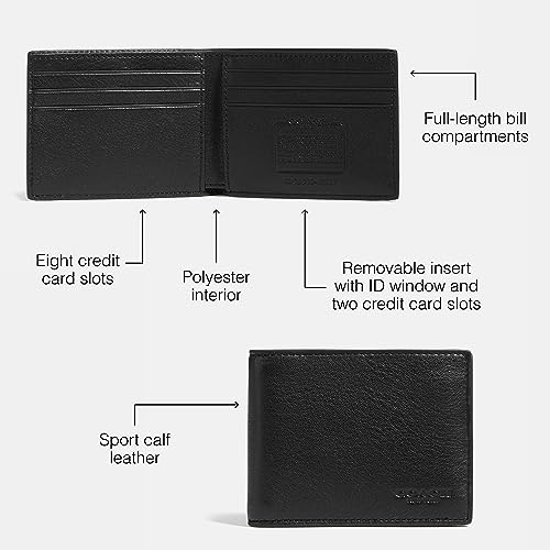 Coach Slim Bifold in Sport Calf, Black, One Size3