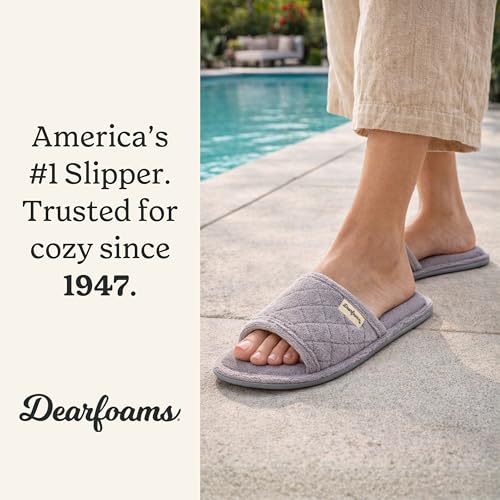 Image of Dearfoams womens Slipper Memory Foam Summer House Shoe Beatrice Terry Slide