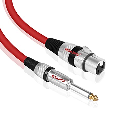 Image of Microphone Cable 3 Pin XLR Female to 1 /4 inch TS 6.35 mm Male 5 Meter /16 Feet, TRS to XLR Female Cable For Dynamic Microphone,Amplifier... (RED)