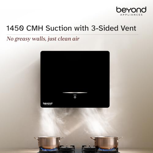 Image of Beyond Appliances Cube BLDC Plug N Play Ductless Kitchen Chimney | 1500 CMH | AutoClean | 5-Stage Charcoal Activated Filter | Touch Control | 3-way Suction | 46dB Low Noise | Black | PAN INDIA SERVICE
