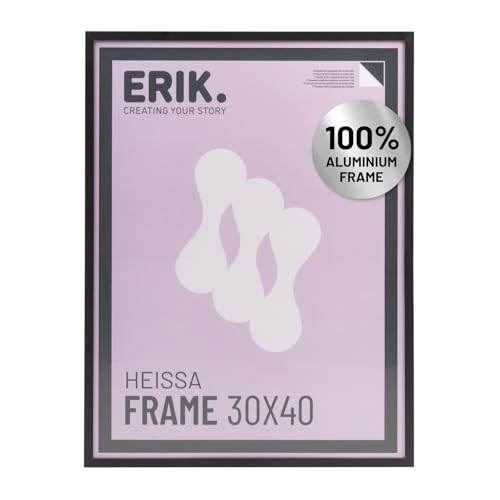Grupo Erik: Cornice 30 x 40 cm Nera - Cornice Alluminio 30x40, Cornice da parete leggera, Cornice per puzzle, per quadri o foto - Packaging protetto durante il trasporto