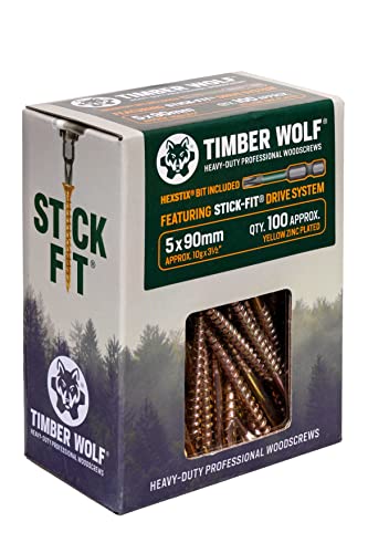 Timber Wolf Vis à bois - 5,0 x 90 mm - Boîte de 100 pièces, zinc et jaune (doré) Cover
