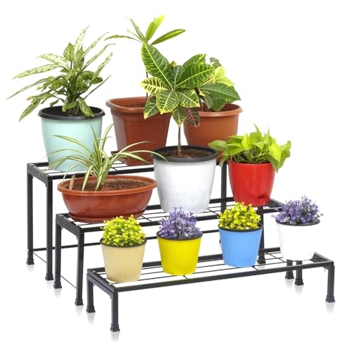 Image of Indoor /Outdoor Metal Planter Stands for Flower Pots - Space Saving Design - 100kg Load Capacity