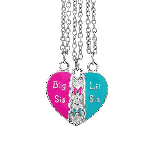 3pcs Big Sis Lil Sis Mom Sister Necklace Matching Pendant Necklace Gifts for Mother Sister Daughter Gold