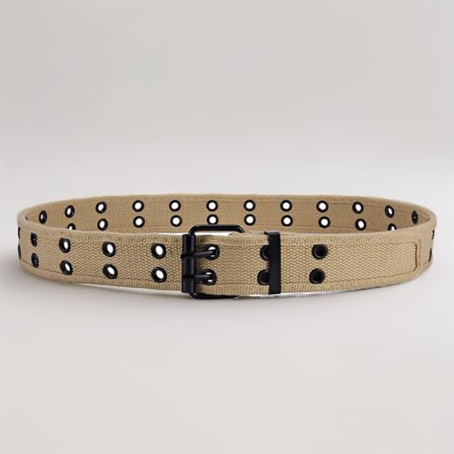 Canvas Double Tie Hole Belt No Need To Punch Holes Everyday Versatile Style Belt