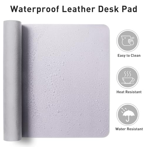 Image of Aothia Large PU Leather Desk Pad Protector - Non-Slip Mouse Pad & Writing Mat for Office /Home, Waterproof, Easy to Clean (48 inch x 17 inch, Soft Lavender)