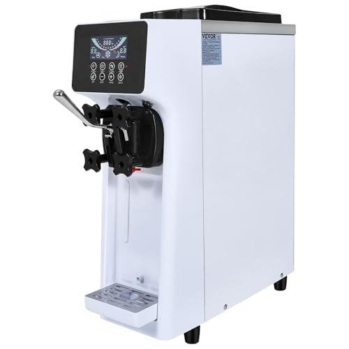Image of VEVOR Commercial Ice Cream Machine, 10.6 QT /H Yield, 1000W Soft Serve Countertop Ice Cream Maker, Single Flavor, 4L Hopper & 1.6L Cylinder, LCD Display, Auto Clean, Pre-Cooling, Restaurant Snack Bar