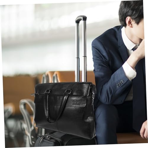 Gadpiparty 1pc Pu Leather Briefcase for Men Stylish Business Laptop Bag Capacity for Work College and Travel Professional Messenger Shoulder Bag4
