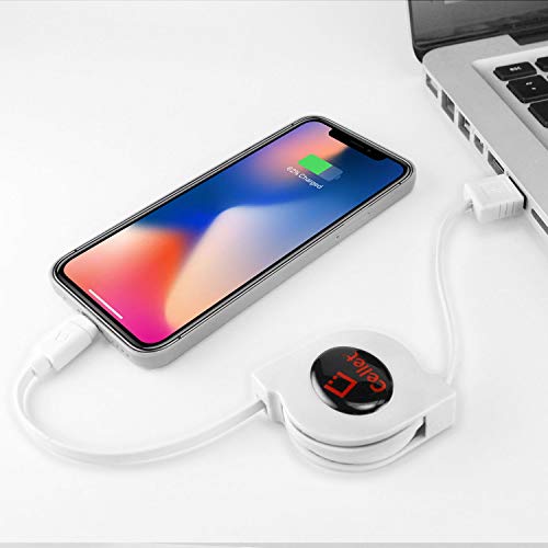 Image of Charging and Data Sync Cable for iPhone 7, 7 Plus and Other Lightning Devices - Lightning 8 Pin to USB - Retractable - Apple Certified - by Cellet - Black
