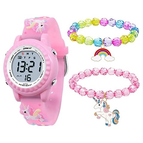 Reloj Digital HMJIA para Niño Niña, LED Unicornio Rosa Cover