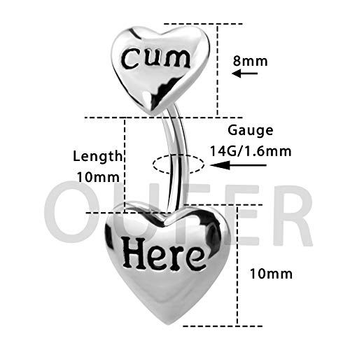OUFER Belly Button Rings Heart Clear CZ 316L Surgical Steel Belly Rings Heart Shaped Letter Navel Rings Belly Rings Belly Piercing Jewelry3