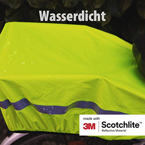 Salzmann Reflektierender Regenschutz für Fahrradkörbe - wasserdichte Korbabdeckung - Hergestellt mit 3M Scotchlite