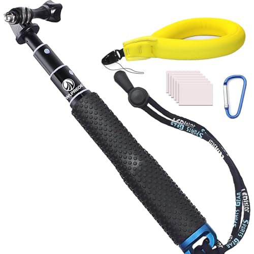 WLPREOE Selfie Stick + Camera Float Accessories Kit for GoPro,19” Waterproof Hand Grip Extension Portable Adjustable Monopod Pole for GoPro Hero...