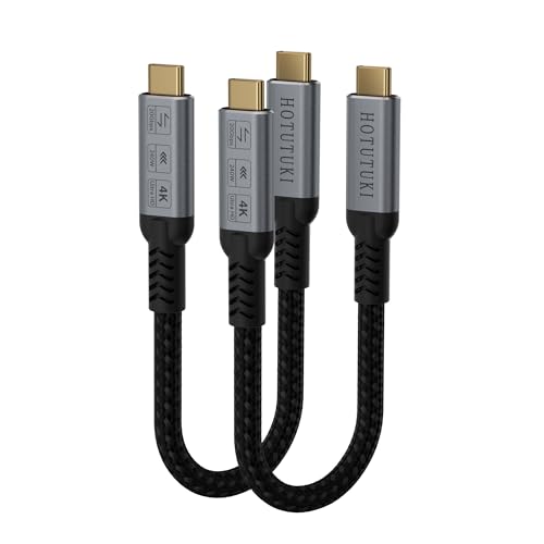 Image of usb-c cables short 0.5ft 2Pack Compatible with Thunderbolt 4 /3,USB C 3.2 Cable 20Gbps Data Transfer,4K@120Hz Video Output Monitor Cord,Type-C Nylon Braided 240W Fast Charging for Hub, MacBook