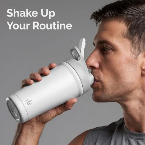 Image of Cult Stainless Steel Bottom Opener Shaker Bottle 700 ml, Leakproof Protein Mixer with Noise-Free Agitator, Wide Mouth, Dishwasher Safe, BPA-Free, Gym & Fitness Supplement Bottle
