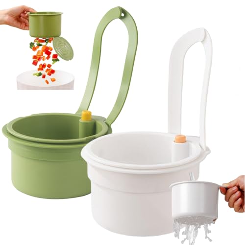 2 Stück Sieb für Spülbecken,Waschbecken Hängesieb,Snap-Button,Obstsieb zum Aufhängen am Wasserhahn,Abnehmbare silikon Waschbecken Sieb,Perfekt für Familien & Küchenorganisation