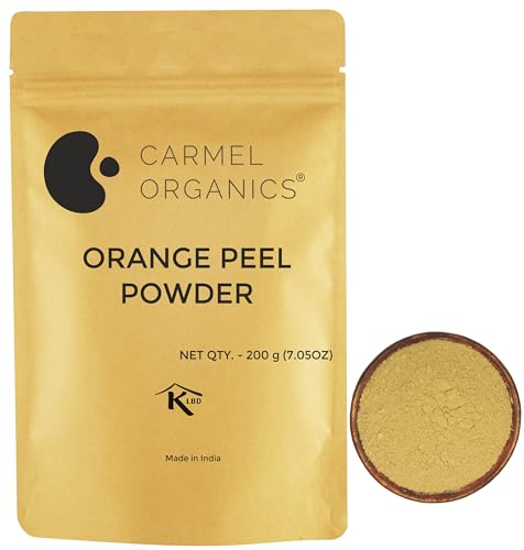 Image of CARMEL ORGANICS Orange Peel Powder 200 Grams | Natural Cleanser & Skin Brightener, Rich in Vitamin C, Perfect for Face Masks & Hair Packs, No Additives or Preservatives
