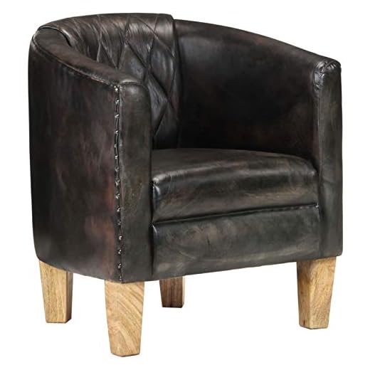 Tidyard Fåtölj cocktailfåtölj klubbfåtölj loungefåtölj avkopplande fåtölj läderfåtölj 60 x 64 x 70 cm, fåtölj enkelsoffa lounge klubbfåtölj grå soffa biosoffa, äkta läder