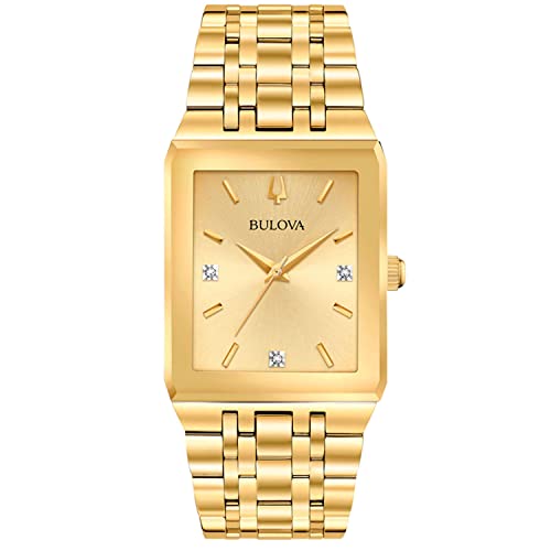 Bulova 97D120 montre Quadra pour homme avec cadran rectangulaire noir