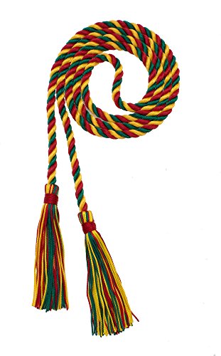 Image of Graduation Honor Cord - RED /DK Green /Gold - Every School Color Available - Made in USA