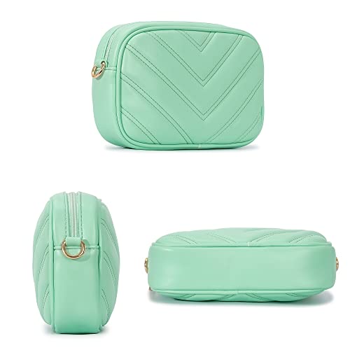 Image of Herald Quilted Small Crossbody Bag with Coin Pouch for Women | Lightweight, Vegan Leather, Trendy Style, Detachable Mini Pouch, 2 Size Cross Body Handbags with Wide Strap for Daily Travel