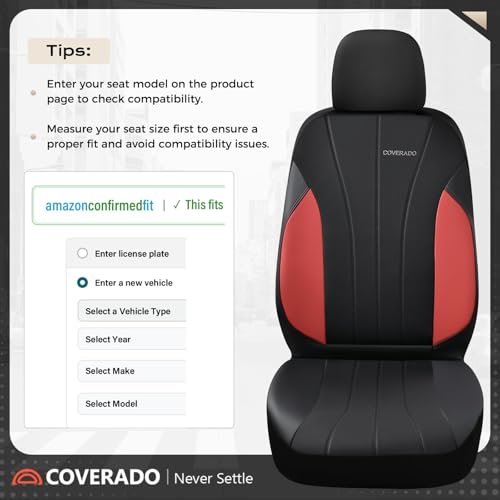 Image of Coverado Seat Covers Full Set, Automotive Car Seat Protectors 5 Seats, Red Driver Protectors Universal Fit for SUVs, Trucks, Sedans,Car Accessories
