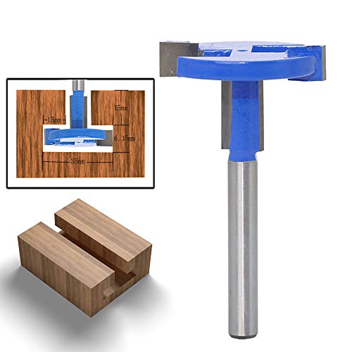 Gasea 1/4 Pulgada Vástago de Acero de la Manija del Cortador T-Slot, Madera Cortador De Fresado-Borde Recto T-Cuchillo- Azul