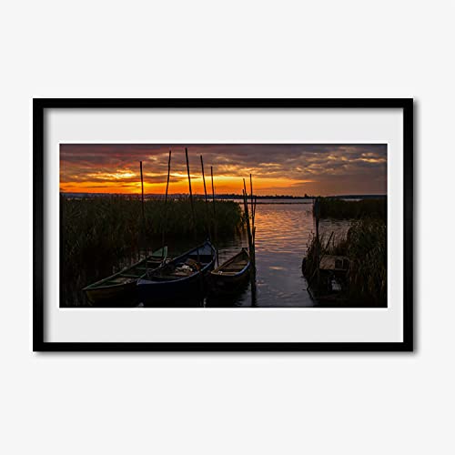 Cadre en MDF avec affiche photo bateau de mer paysage mural robuste 60x40