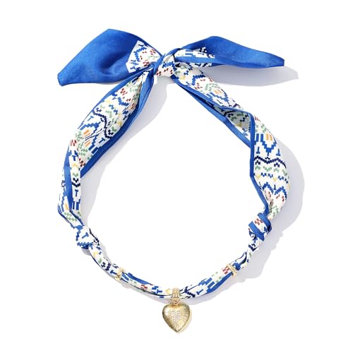 Pychee Scarf Necklace for Women Bandana Necklace with Gold Plated Pendant Heart Fashion Jewelry Gifts