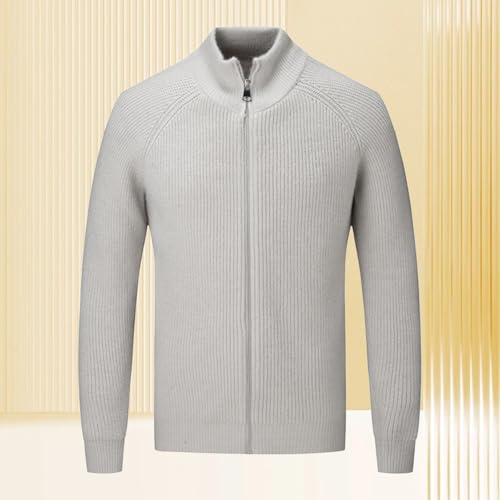 Mens Fashion Zipper Stand-up Collar Sweater Fall Trendy Knitted Outwear Soft Comfort Knitted Cardigans2
