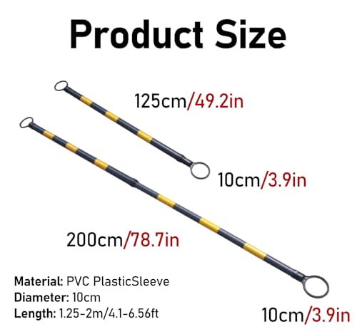 ERRULAN 12 Pack Telescopic Traffic Cone Bar Extendable on one End Length 4 ft to 6.5 ft, Flexible Plastic Barrier Pole with Reflective Film, Made of Durable PVC