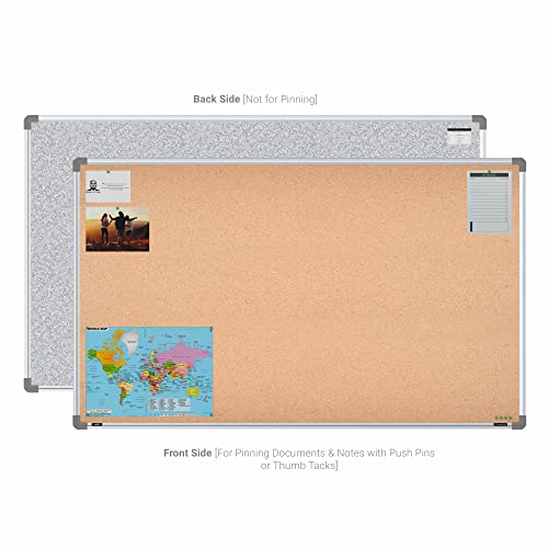 Image of Scholar Art Metis 3x5 Feet Cork Board for Home, Office & School | High Strength Natural Cork + High Density Soft Board for Pinning Photos, Sticky Notes & Reminders