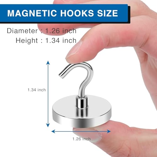 Image of LOVIMAG Magnetic Hooks for Cruise Cabins, 110lbs Magnetic Hooks for Classroom, Strong Magnets with Hooks for Hanging, Neodymium Magnet Hooks for Fridge, Ceiling, Locker, Camper, Travel-25 Pcs