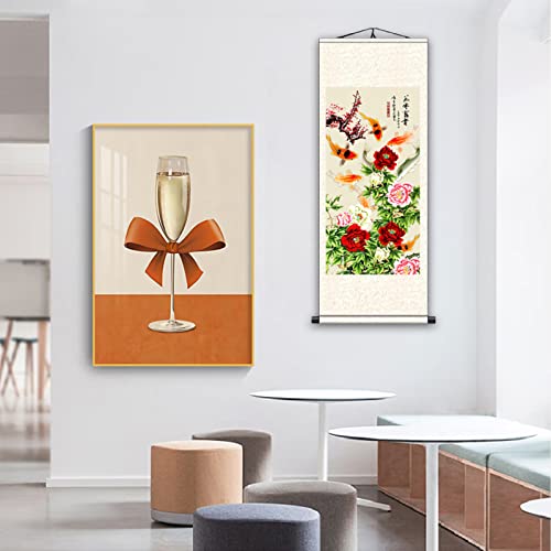 Fovnot Asian Silk Scroll, Asian Wall Scroll Asian Wall Art Silk Scroll Wall Painting Oriental Flowers Plant Decor Painting Scroll Chinese Art Wall Scroll Hanging Painting Scroll #TOP3