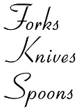 Forks Knives Spoons 1.5|2' tall Labels | Kitchen Pantry Organization | Die Cut Vinyl Decals | Black Retro Font (Stickers Only)
