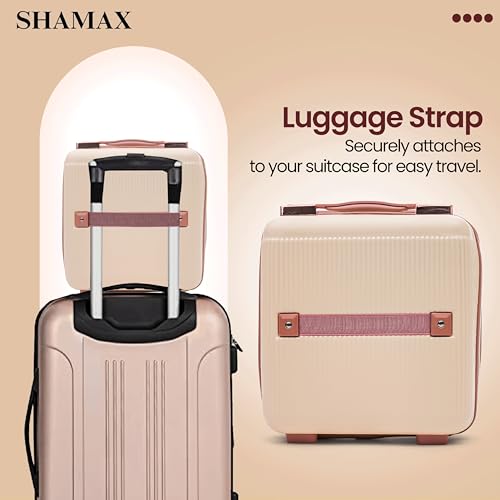 Image of Shamax Vanity Box Organiser Case (Waterproof) ABS (Travel-Friendly) Stylish Cosmetic Storage Box for Jewellery, Skincare & Beauty Storage Travel Cosmetic Case (28x16.5x30 cm) (Beige752)