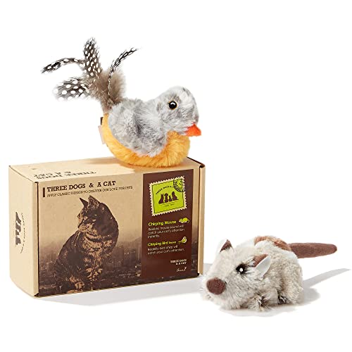 Vealind Elektronisches Spielzeug für Katzen Interaktive Katzenspielzeug Vogel Maus mit Sound 2 Stück Cover