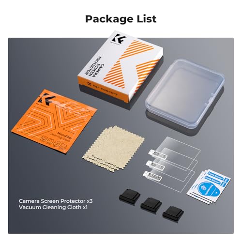 Image of K&F CONCEPT 3 Pack Camera Screen Protector Compatible with Sony A7M5 A7R5, 0.3mm 9H Hardness Tempered Glass Cover Anti-Scratch Bubble-Free & Hot Shoe Cover