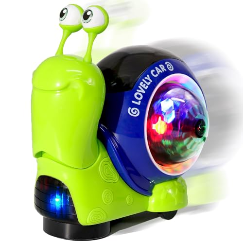 Image of Hunfur Auto-Sensing Snail Crawling Toy,Dynamic LED Lights Music Interactive Toy for Baby Infant Boy Girl, Funny Birthday for Toddler